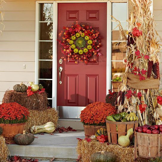 fall wreath decor front door