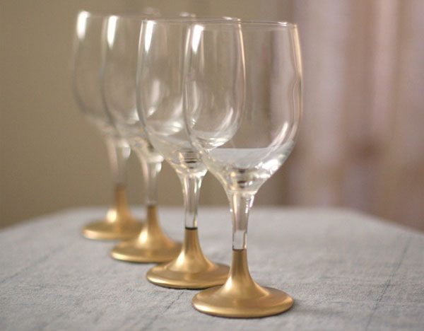 gold dipped stemware