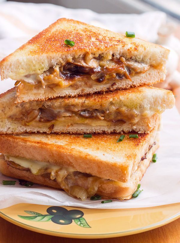 Grilled Cheese with Caramelized Onions & Mushrooms