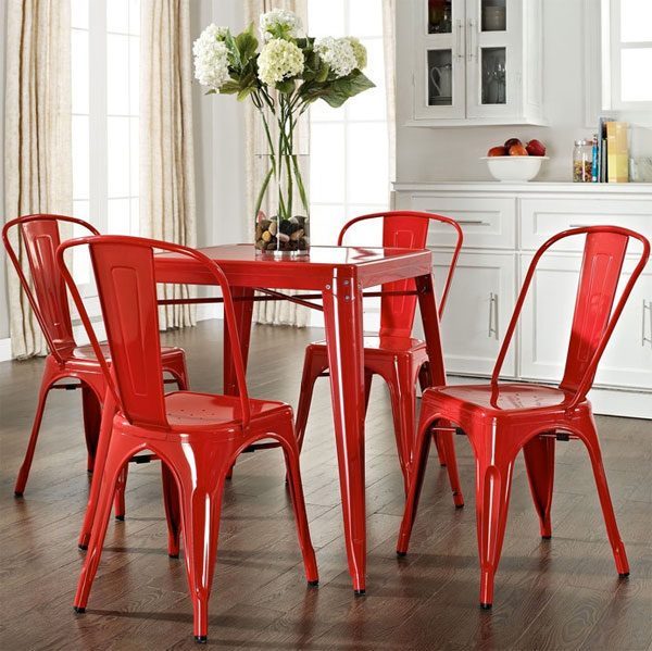 Red chair dining set cheap