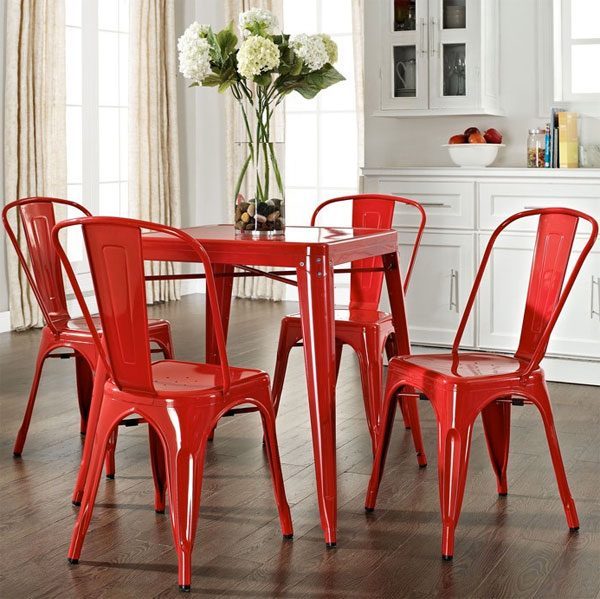 red dining chairs set