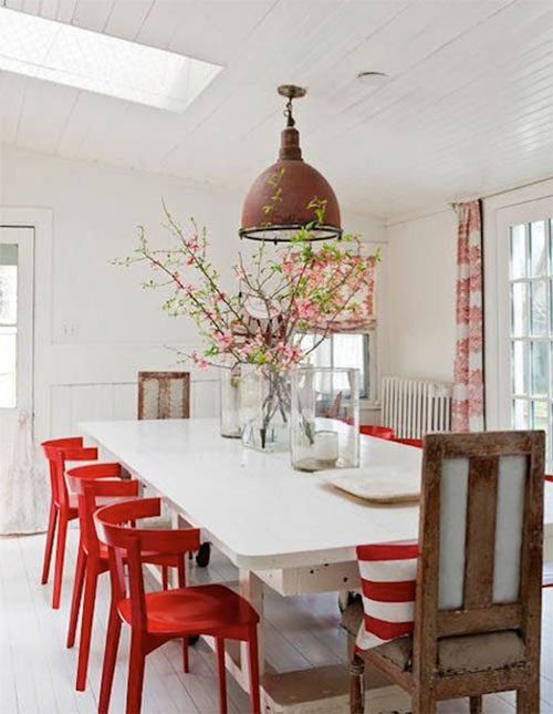 red dining chairs