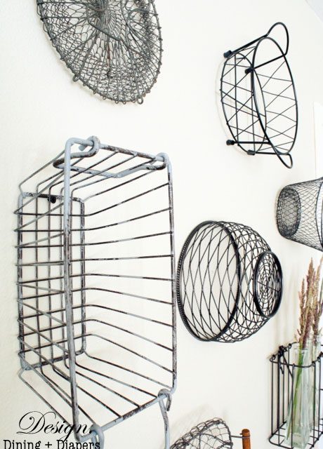 wire baskets wall decor