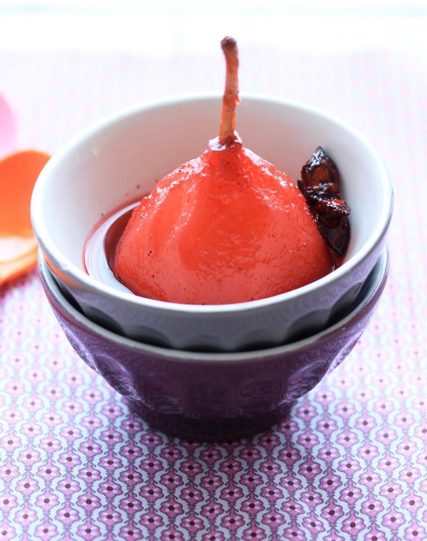 Cranberry Spiced Poached Pears