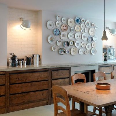 vintage plates decor kitchen wall