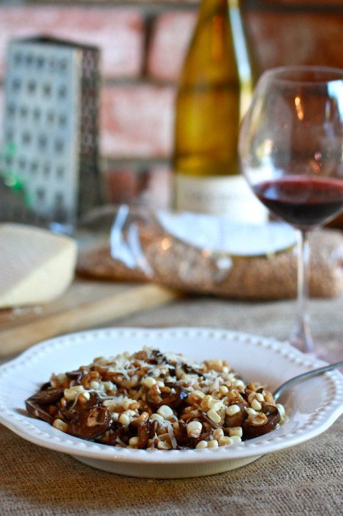 Farro Risotto with Mushrooms and Sweet Corn