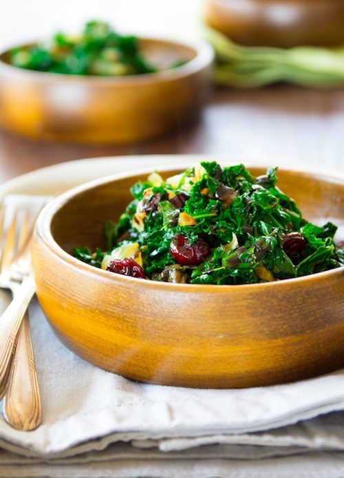 balsamic kale with cranberries