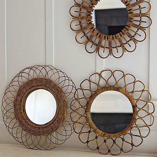 decorative woven rattan mirrors
