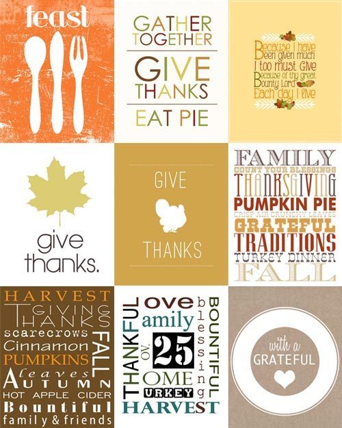 free thanksgiving printables