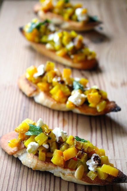 golden beet bruschettas