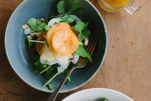 persimmon- fennel - rocket salad