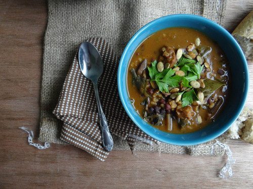 pumpkin farro field roast stew