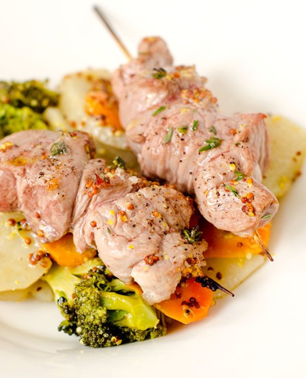 Lamb Skewers with Mustard and Honey