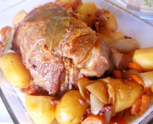 Roast Pork Stew with Bacon, Mustard, and Potatoes