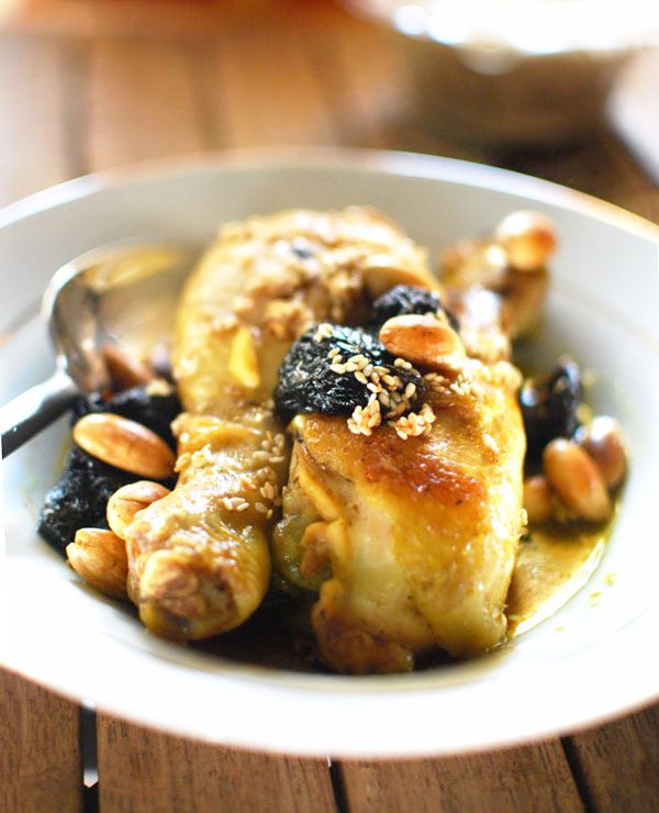 Moroccan Chicken Tagine with Prunes & Almonds