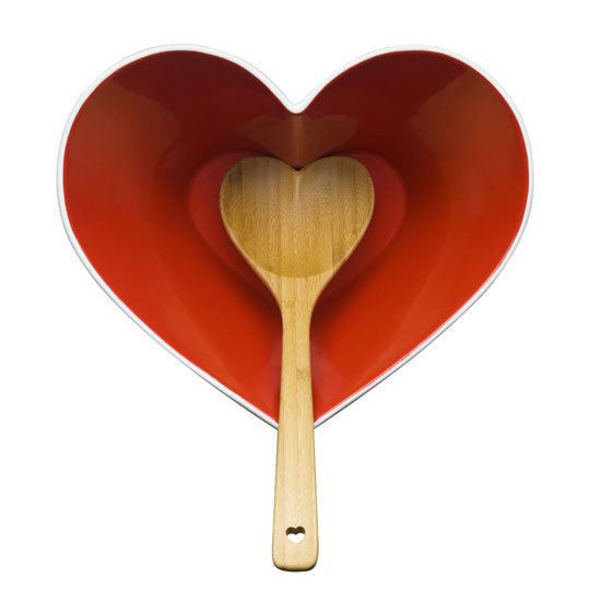 heart shaped measuring bowl and spoon