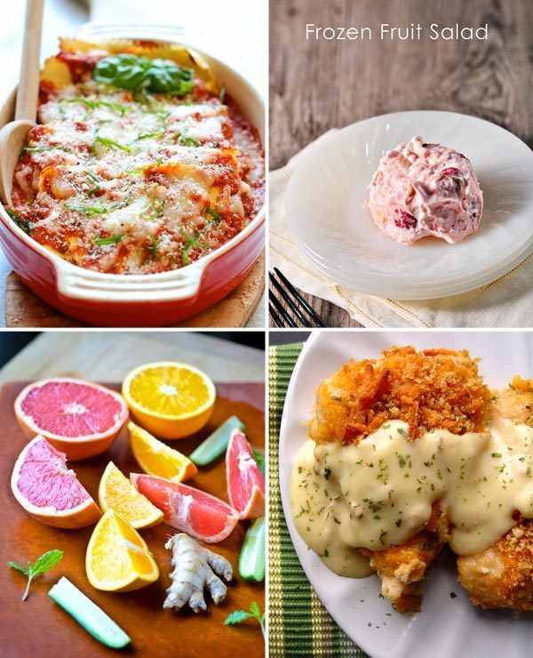 Baked Ravioli & Frozen fruit Salad