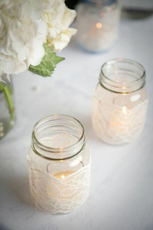 romantic lace mason jar centerpiece