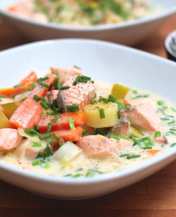 Poached Salmon With Citrus & Vegetable Sauce