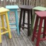 vintage distressed wooden stool thumbnail