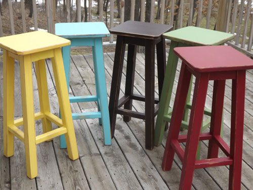 vintage distressed wooden stool