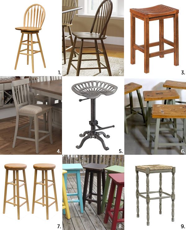 vintage farmhouse wooden bar stools