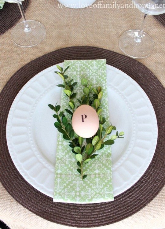 Initialed Egg Place Cards