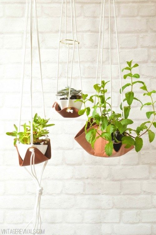 Slouchy Leather Sling Planter