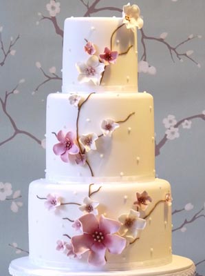 cherry blossom wedding cake