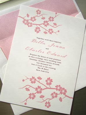 cherry blossom wedding invitation