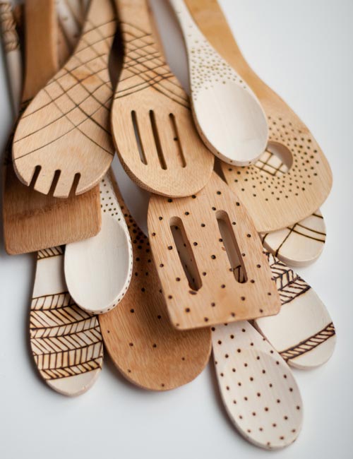 diy Etched wooden Spoons