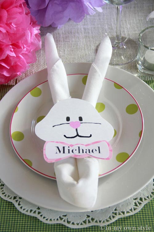 easter bunny napkin fold