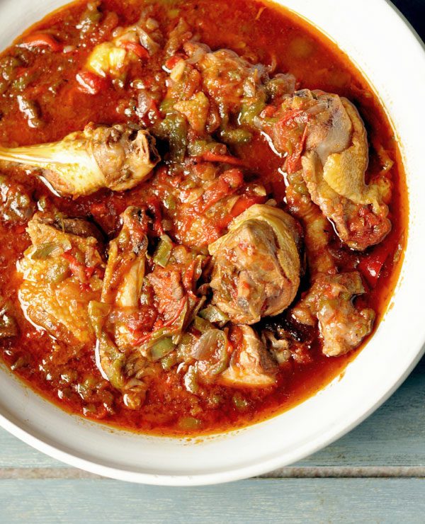 Braised Chicken with Tomato and Peppers