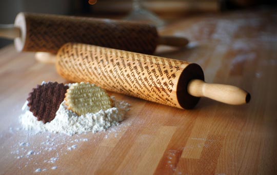 engraved wooden rolling pin