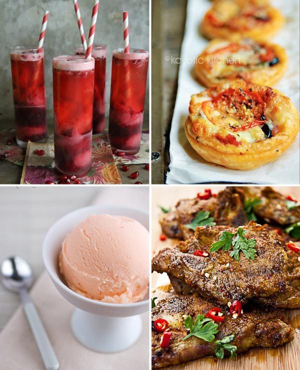 Raspberry Pomegranate Champagne Cocktail & Mini Pizza