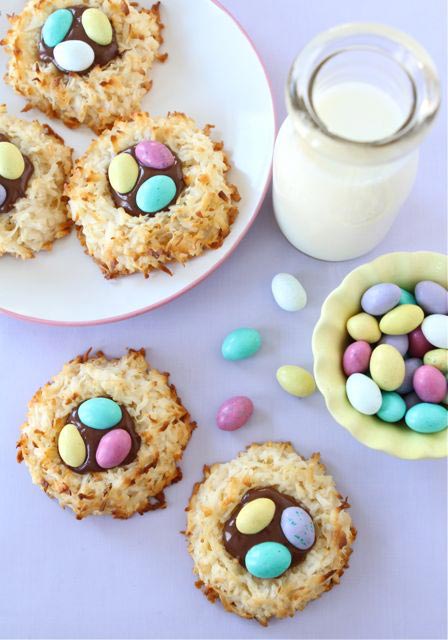 easter coconut nest cookies