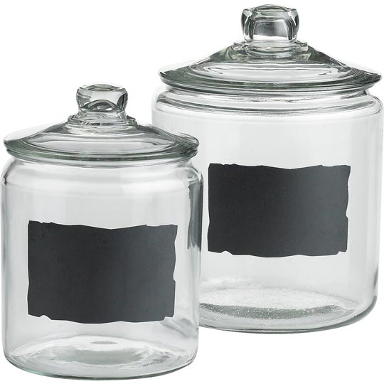 glass jars set chalkboard label