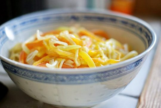 Spaghetti With Zucchini, Carrot & Yellow Pepper