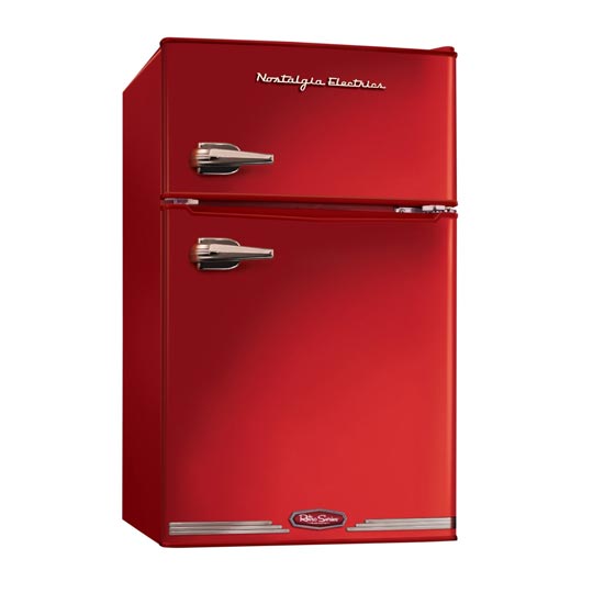 red retro refrigerator