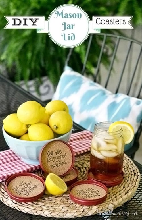 DIY Mason Jar Lid Coasters