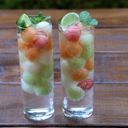 frozen melon balls ice cubes