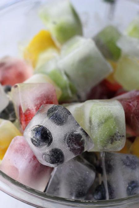 ice cubes with fruit