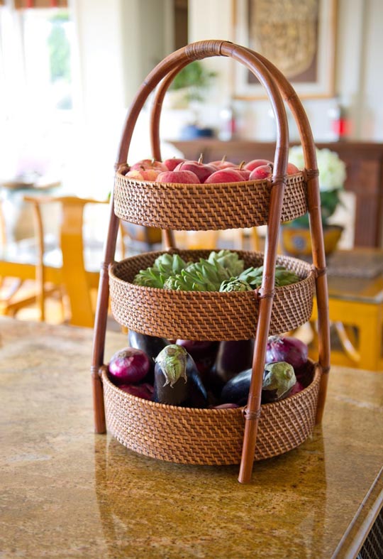 rattan 3 tier countertop basket