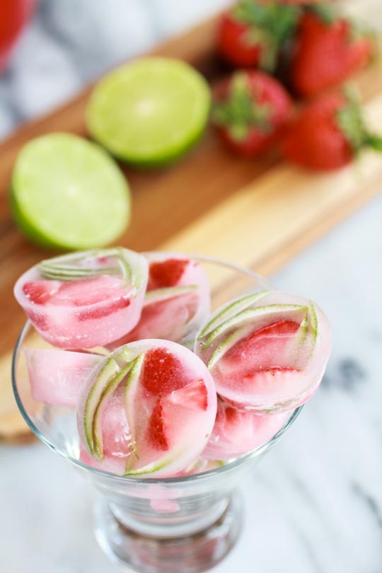 strawberry summer ice cubes