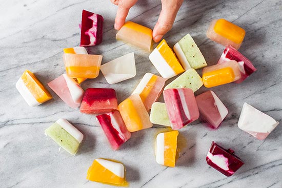 summer fruit stripe ice cubes