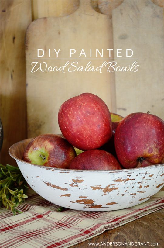 DIY Painted Wood Salad Bowls