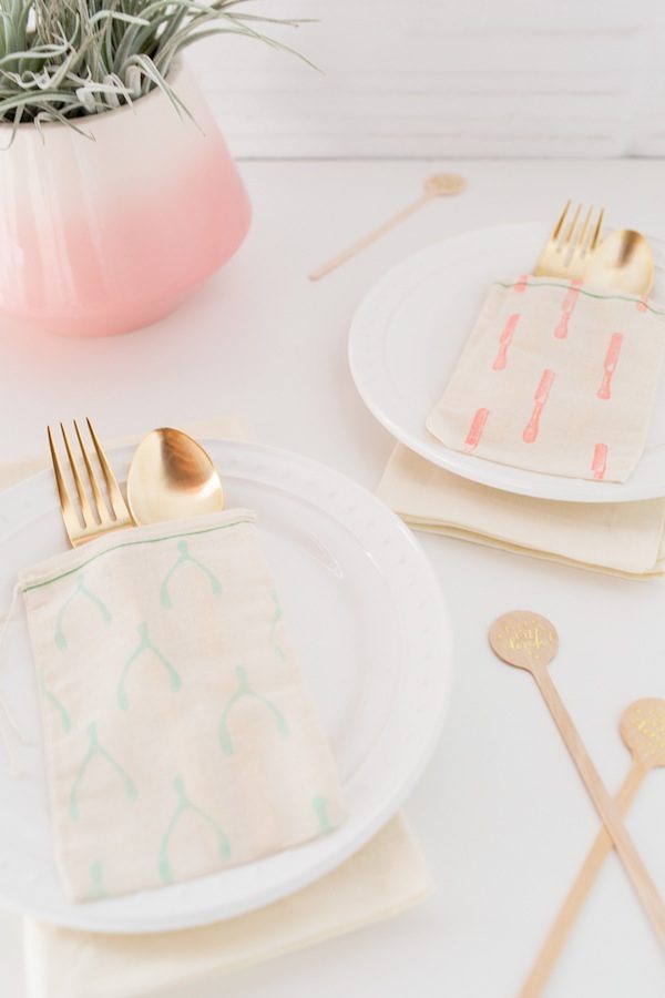 DIY patterned flatware bags