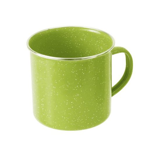 camping green enamel cup