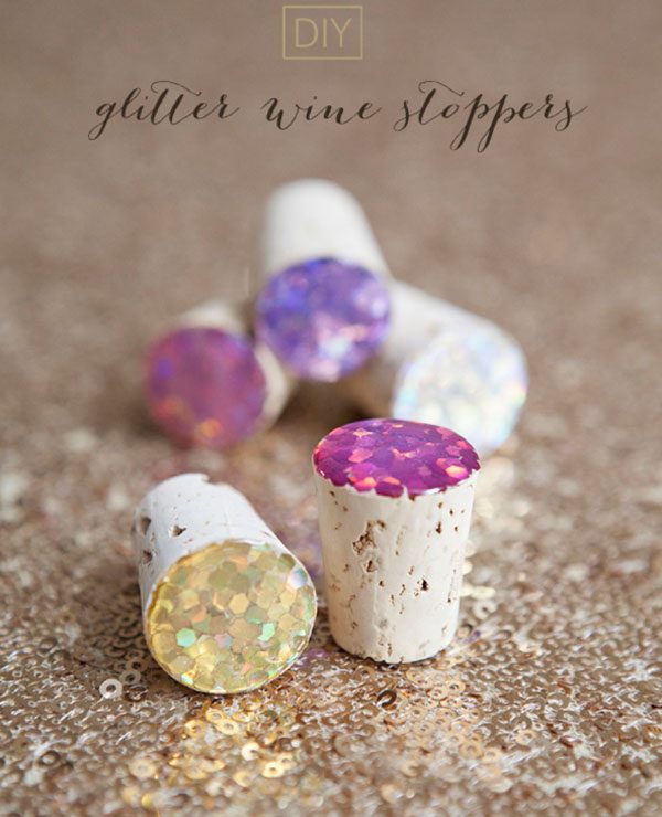 diy GLITTER WINE STOPPERS