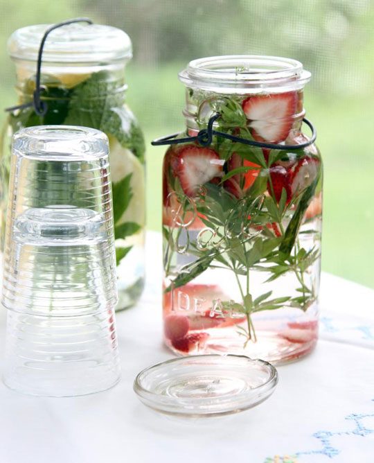 herbal waters with glasses